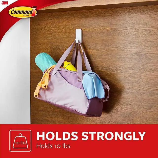 Alt view image 4 of 7 - 10 lb XL Heavyweight Hook, 2 Wall Hooks and 6 Strips, Damage-Free Hanging with Adhesive, Heavy Duty Hanging Great for Organization and Storage