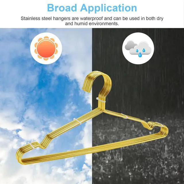 Alt view image 6 of 7 - Gold Hangers for Clothes, Ultra Thin Metal Clothes Hangers Heavy Duty Coat Hanger for Dress Skirts Pants Bra Underwears, Space Saving Wire Suit Hangars Closet Organizer Dorm Room Essentials, 10 Pack