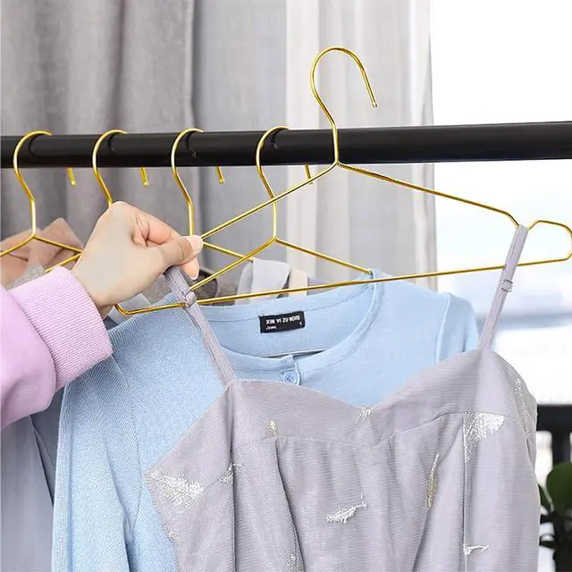 Alt view image 7 of 7 - Gold Hangers for Clothes, Ultra Thin Metal Clothes Hangers Heavy Duty Coat Hanger for Dress Skirts Pants Bra Underwears, Space Saving Wire Suit Hangars Closet Organizer Dorm Room Essentials, 10 Pack