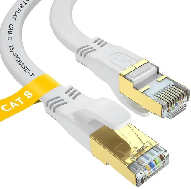 Main image of Cat 8 Ethernet Cable 6 FT, Outdoor&Indoor High Speed Heavy Duty Network LAN Internet Cable,SFTP Gold Plated RJ45 40Gbps 2000Mhz Patch Cord, for Modem/Router/Gaming,Faster Than Cat7/Cat6/Cat5-White