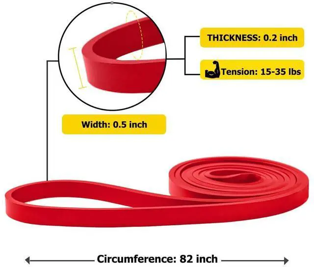 Alt view image 2 of 6 - Resistance Band Pull up Band Fitness Exercise Bands Natural Latex for Workout Body Stretch Powerlifting Band Fitness Sport Training at Home/The Gym - Red