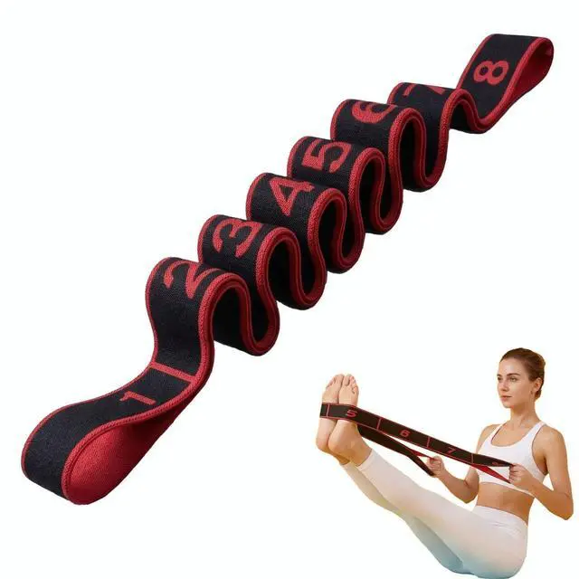 Main image of Resistance Bands 8-Section Exercise Bands Numbered Elastic Fitness Band for Working Out, Leg Glutes Stretching and Yoga Home Gym Fitness Equipment (Black, 35.4 Inch)