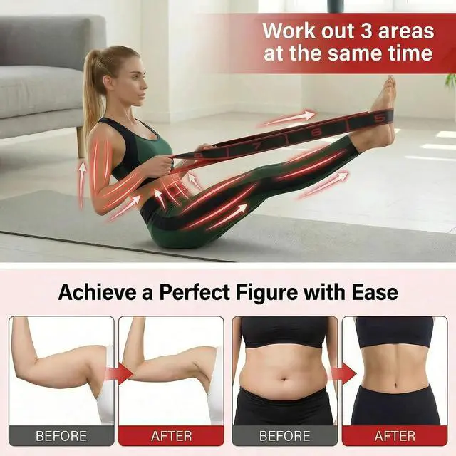 Alt view image 4 of 7 - Resistance Bands 8-Section Exercise Bands Numbered Elastic Fitness Band for Working Out, Leg Glutes Stretching and Yoga Home Gym Fitness Equipment (Black, 35.4 Inch)