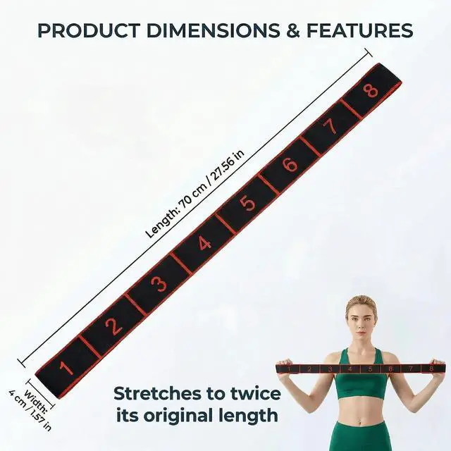 Alt view image 5 of 7 - Resistance Bands 8-Section Exercise Bands Numbered Elastic Fitness Band for Working Out, Leg Glutes Stretching and Yoga Home Gym Fitness Equipment (Black, 35.4 Inch)