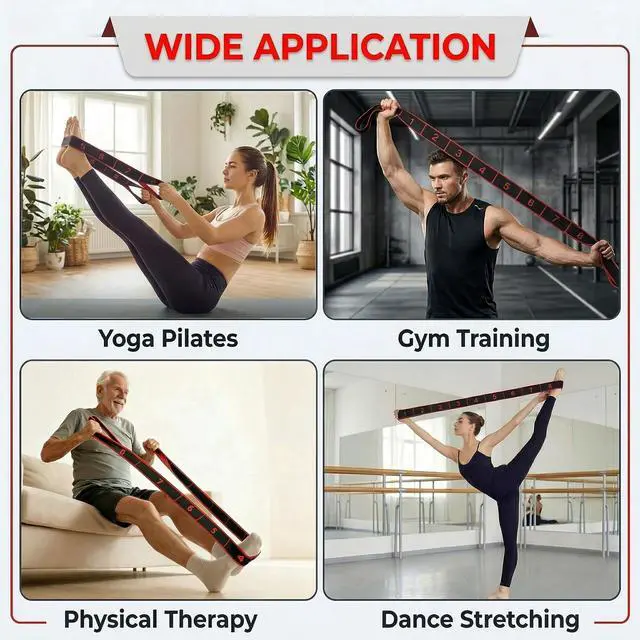 Alt view image 7 of 7 - Resistance Bands 8-Section Exercise Bands Numbered Elastic Fitness Band for Working Out, Leg Glutes Stretching and Yoga Home Gym Fitness Equipment (Black, 35.4 Inch)