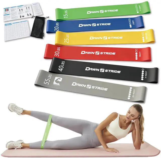 Main image of 6-Levels Resistance Exercise Loop Bands Set Elastic Workout Bands for Yoga, Strength Training, Physical Therapy Guide, Fitness Card & Carry Bag