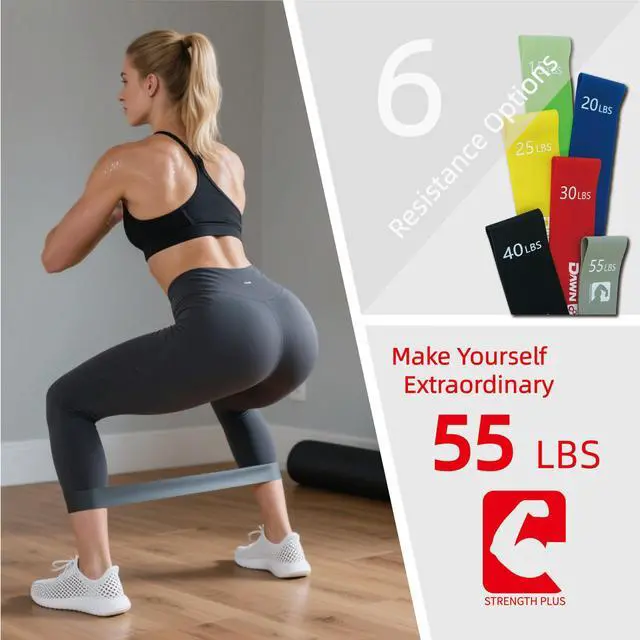 Alt view image 3 of 6 - 6-Levels Resistance Exercise Loop Bands Set Elastic Workout Bands for Yoga, Strength Training, Physical Therapy Guide, Fitness Card & Carry Bag