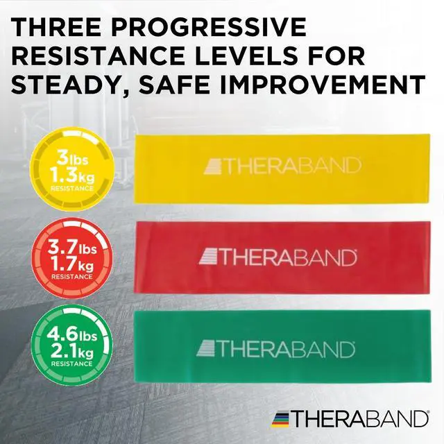 Alt view image 2 of 6 - Resistance Bands Set, Beginner Kit, Yellow, Red, Green, Latex Elastic Bands for Exercise & Physical Therapy, Strength Training for Upper & Lower Body Fitness