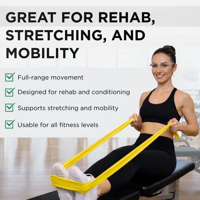 Alt view image 5 of 6 - Resistance Bands Set, Beginner Kit, Yellow, Red, Green, Latex Elastic Bands for Exercise & Physical Therapy, Strength Training for Upper & Lower Body Fitness