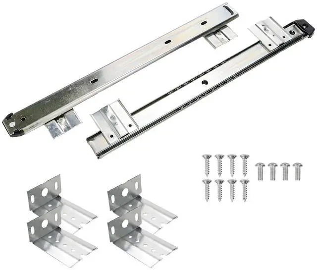Main image of Keyboard Tray Slides 14" Silver Cold Rolled Steel Computer Drawer Tray Ball Bearing Keyboard Slides with Adjustable Height Bracket