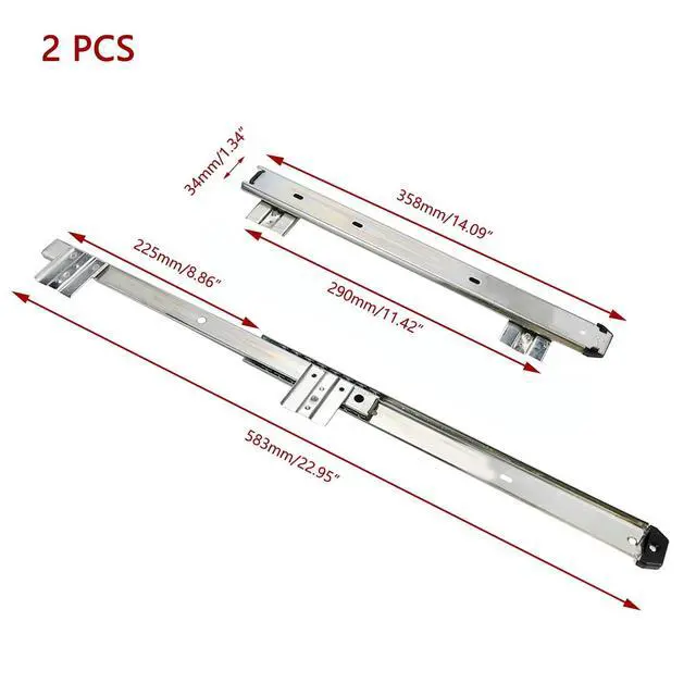 Alt view image 2 of 5 - Keyboard Tray Slides 14" Silver Cold Rolled Steel Computer Drawer Tray Ball Bearing Keyboard Slides with Adjustable Height Bracket