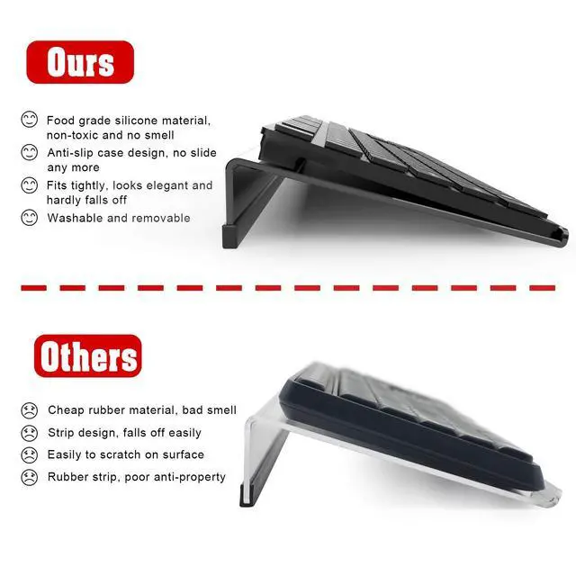 Alt view image 6 of 7 - Acrylic Tilted Computer Keyboard Stand for Ergonomic Typing, Keyboard Tray Holder with Silicone Non-Slip Case, Black
