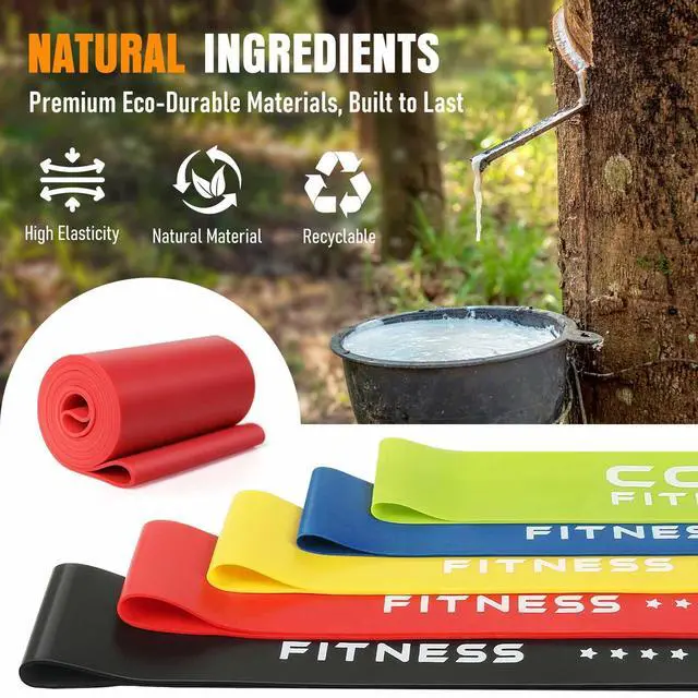 Alt view image 7 of 7 - Resistance Bands for Working Out, Exercise Bands Resistance Bands Set with 5 Resistance Levels, Latex Loop Bands for Women Men, Workout Bands for Legs, Glutes, Strength Training, Yoga, Home Gym