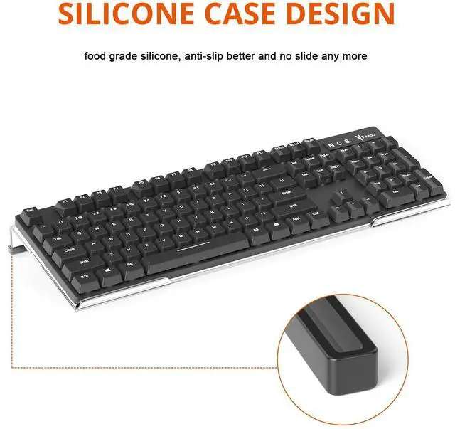 Alt view image 4 of 7 - Computer Keyboard Stand Tilt PC Keyboard Stand Riser for Easy Ergonomic Typing, Acrylic Keyboard Tray Holder for Office Desk, Home, School, with Silicone Anti-Slip Case, Clear