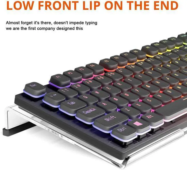 Alt view image 5 of 7 - Computer Keyboard Stand Tilt PC Keyboard Stand Riser for Easy Ergonomic Typing, Acrylic Keyboard Tray Holder for Office Desk, Home, School, with Silicone Anti-Slip Case, Clear