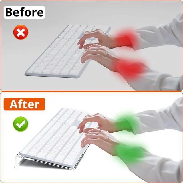 Alt view image 7 of 7 - Computer Keyboard Stand Tilt PC Keyboard Stand Riser for Easy Ergonomic Typing, Acrylic Keyboard Tray Holder for Office Desk, Home, School, with Silicone Anti-Slip Case, Clear
