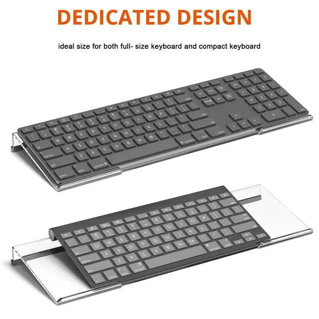 Alt view image 2 of 7 - Computer Keyboard Stand Tilt PC Keyboard Stand Riser for Easy Ergonomic Typing, Acrylic Keyboard Tray Holder for Office Desk, Home, School, with Silicone Anti-Slip Case, Clear