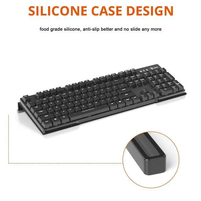 Alt view image 4 of 7 - Computer Keyboard Stand Tilt PC Keyboard Stand Riser for Easy Ergonomic Typing, Acrylic Keyboard Tray Holder for Office Desk, Home, School, with Silicone Anti-Slip Case, Black