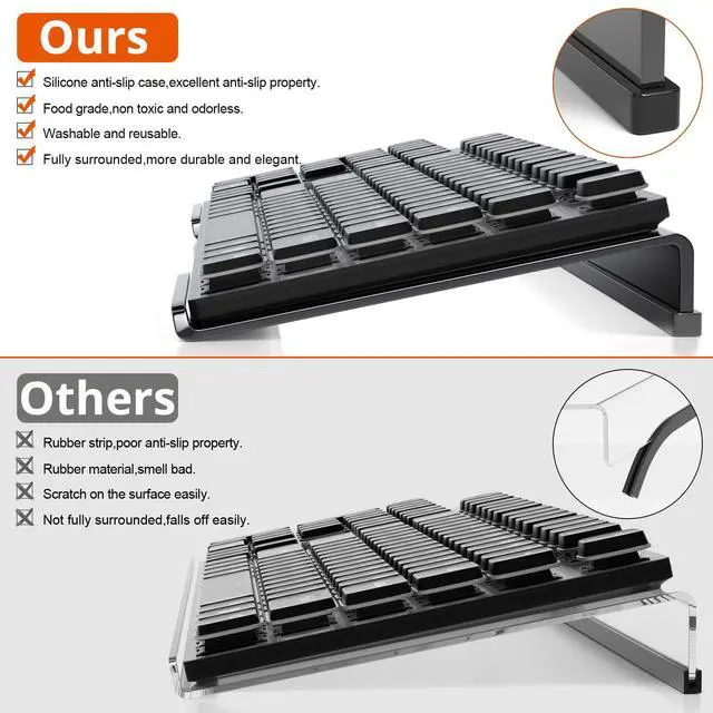 Alt view image 6 of 7 - Computer Keyboard Stand Tilt PC Keyboard Stand Riser for Easy Ergonomic Typing, Acrylic Keyboard Tray Holder for Office Desk, Home, School, with Silicone Anti-Slip Case, Black