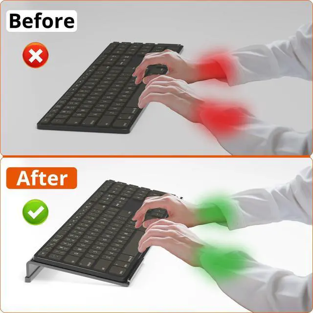 Alt view image 7 of 7 - Computer Keyboard Stand Tilt PC Keyboard Stand Riser for Easy Ergonomic Typing, Acrylic Keyboard Tray Holder for Office Desk, Home, School, with Silicone Anti-Slip Case, Black