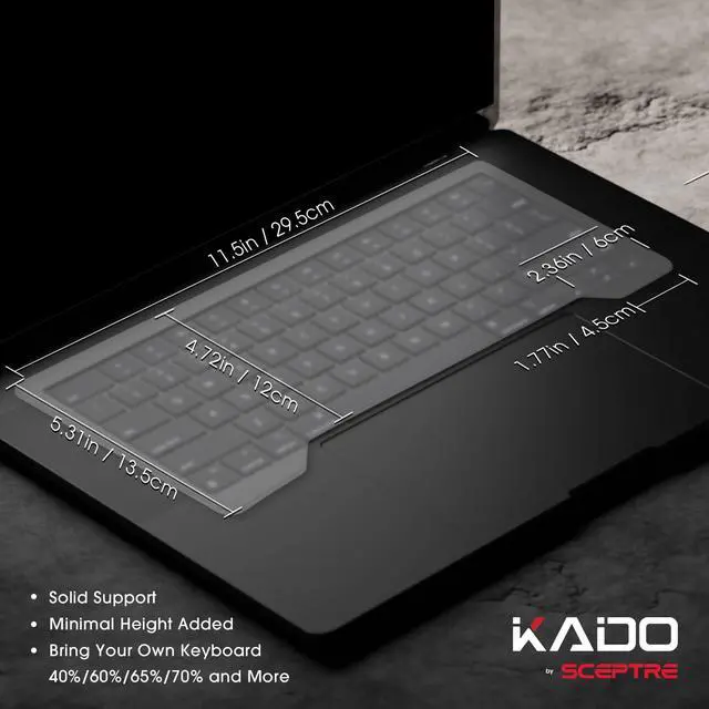 Alt view image 2 of 7 - Lift Riser Acrylic for External Keyboard, Frosted Surface Black, Office Gaming Laptop Keyboard Cover Mechanical 40%/60%/65%/70% Stand Holder Made for MacBook Air/Pro 13"/14"/15"/16"