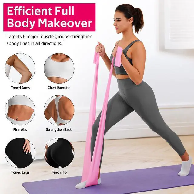Alt view image 4 of 6 - Resistance Bands for Working Out, Exercise Bands for Women and Men, Workout Bands for Yoga, Physical Therapy, Stretch, Recovery, Pilates, Rehab, Strength Training and Home Gym