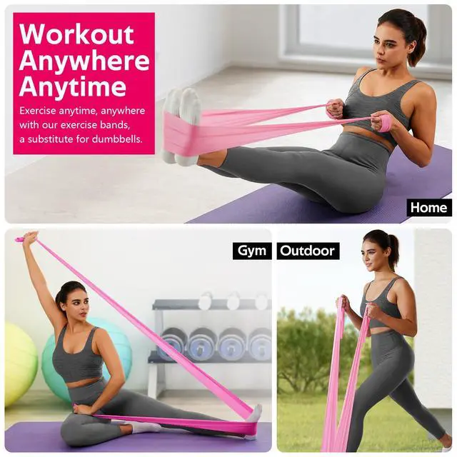 Alt view image 5 of 6 - Resistance Bands for Working Out, Exercise Bands for Women and Men, Workout Bands for Yoga, Physical Therapy, Stretch, Recovery, Pilates, Rehab, Strength Training and Home Gym