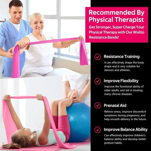 Alt view image 6 of 6 - Resistance Bands for Working Out, Exercise Bands for Women and Men, Workout Bands for Yoga, Physical Therapy, Stretch, Recovery, Pilates, Rehab, Strength Training and Home Gym