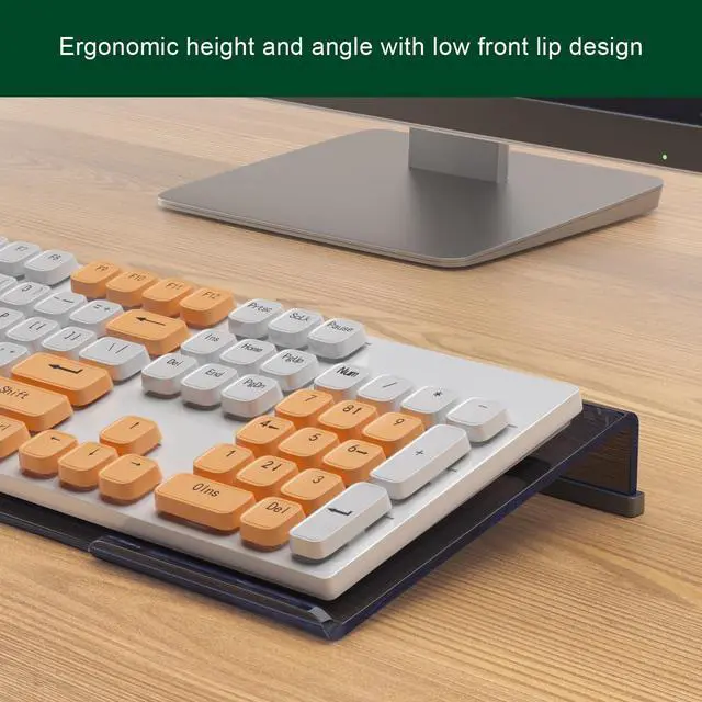 Alt view image 6 of 7 - Computer Keyboard Stand Holder - Ergonomic Acrylic Keyboard Stand for Desktop Comfortable Keyboard Tray Riser with Silicone Anti-Slip Strip for Home School Office Desk Accessory, Black
