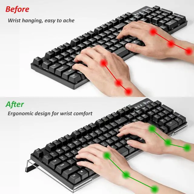 Alt view image 6 of 7 - Computer Keyboard Stand PC Keyboard Stand, Acrylic Tilted Keyboard Stand for Ergonomic Typing Clear Keyboard Tray for Easy Typing and Working, Keyboard Holder with Silicone Non-Slip Case