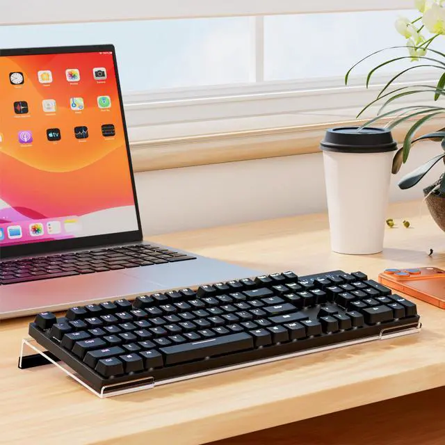 Alt view image 7 of 7 - Computer Keyboard Stand PC Keyboard Stand, Acrylic Tilted Keyboard Stand for Ergonomic Typing Clear Keyboard Tray for Easy Typing and Working, Keyboard Holder with Silicone Non-Slip Case