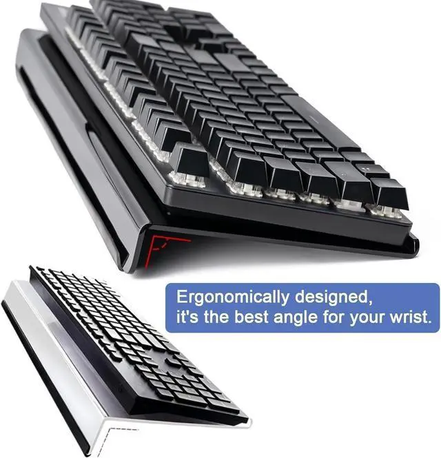 Alt view image 3 of 6 - Computer Keyboard StandAcrylic Keyboard Tray with Rubber StripTicker Acrylic RiserHolder for Easy Ergonomic Typing and Working at Home and Office (EITZJ-01) (Black)