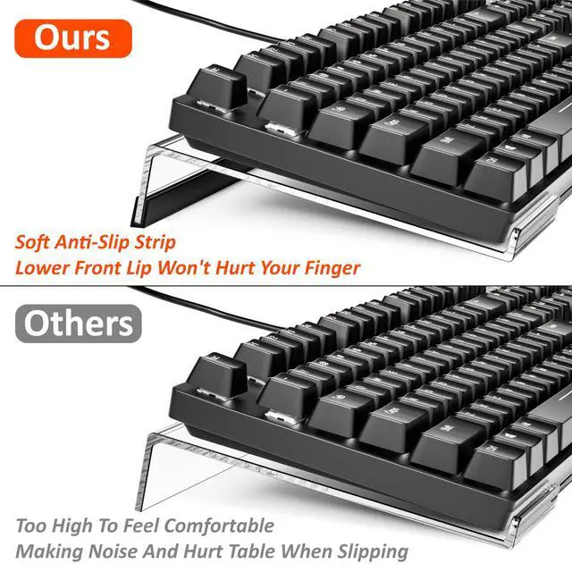 Alt view image 3 of 7 - Computer Keyboard Stand PC Keyboard Stand, Acrylic Tilted Keyboard Stand for Ergonomic Typing Clear Keyboard Tray for Easy Typing and Working, Keyboard Holder with Silicone Non-Slip Case