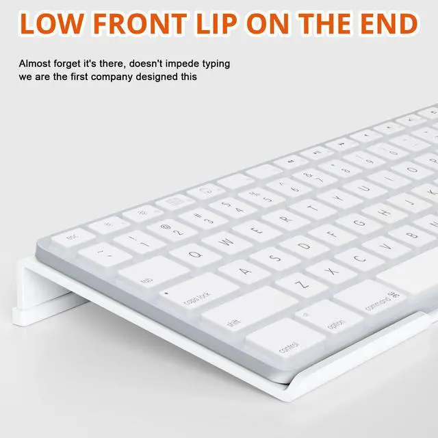 Alt view image 5 of 7 - Acrylic Tilted Computer Keyboard Holder for Easy Ergonomic Typing, Keyboard Stand for Office Desk, Home, School, White