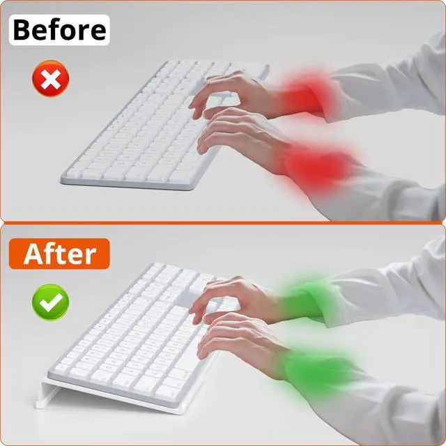 Alt view image 7 of 7 - Acrylic Tilted Computer Keyboard Holder for Easy Ergonomic Typing, Keyboard Stand for Office Desk, Home, School, White