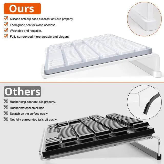 Alt view image 6 of 7 - Acrylic Tilted Computer Keyboard Holder for Easy Ergonomic Typing, Keyboard Stand for Office Desk, Home, School, White