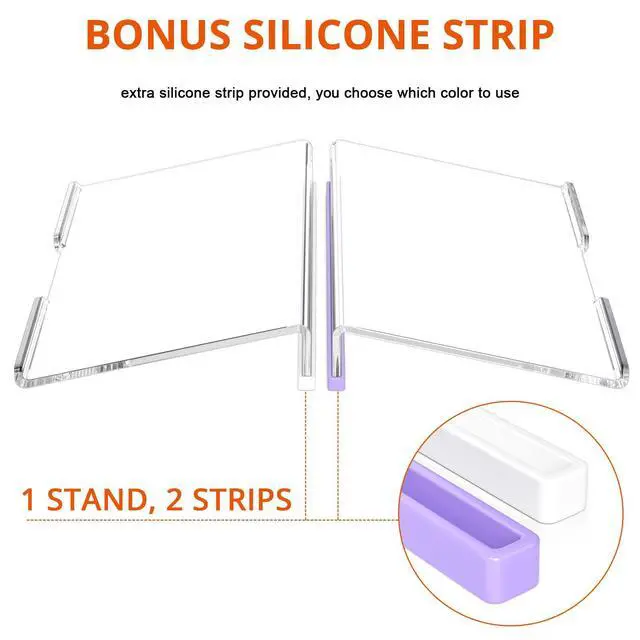 Alt view image 3 of 7 - Computer Keyboard Stand for Desktop, 11.8" Tiny Clear Acrylic Keyboard Riser 78 Keys Compact Keyboard Lift for Desk Ergonomic Short Keyboard Holder Tray with White and Purple Silicone Strip
