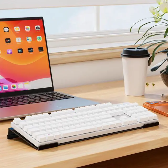 Alt view image 7 of 7 - Acrylic Computer Keyboard Stand for Desk, Keyboard Riser Tilt Lift, Keyboard Holder for Desktop, Desk Keyboard LifterWhite