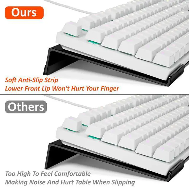 Alt view image 3 of 7 - Acrylic Computer Keyboard Stand for Desk, Keyboard Riser Tilt Lift, Keyboard Holder for Desktop, Desk Keyboard LifterWhite