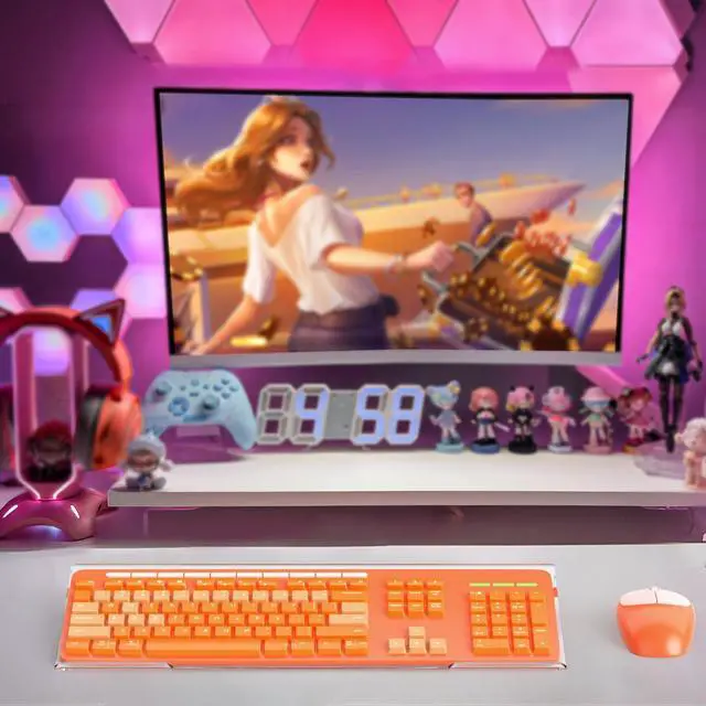 Alt view image 3 of 6 - Ergonomic Computer Keyboard Stand - Clear Acrylic Keyboard Riser Tilted Keyboard Holder Keyboard Tray with Orange Non-Slip Strip for Easy Typing at Home School Office Desk Accessories
