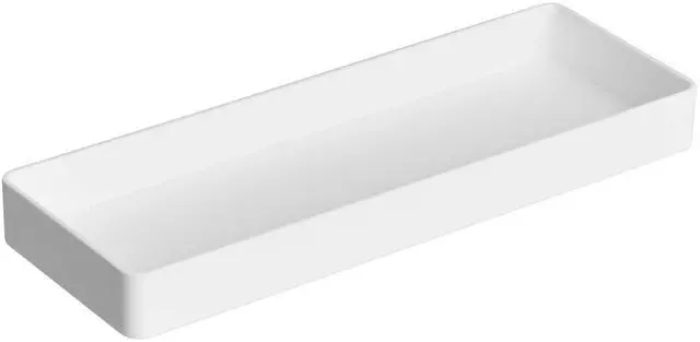 Main image of Rectangular Plastic Desk Organizer, Half Accessory Tray for Office Supplies and Workspace Organization, 9.4" x 3.3" x 1", White