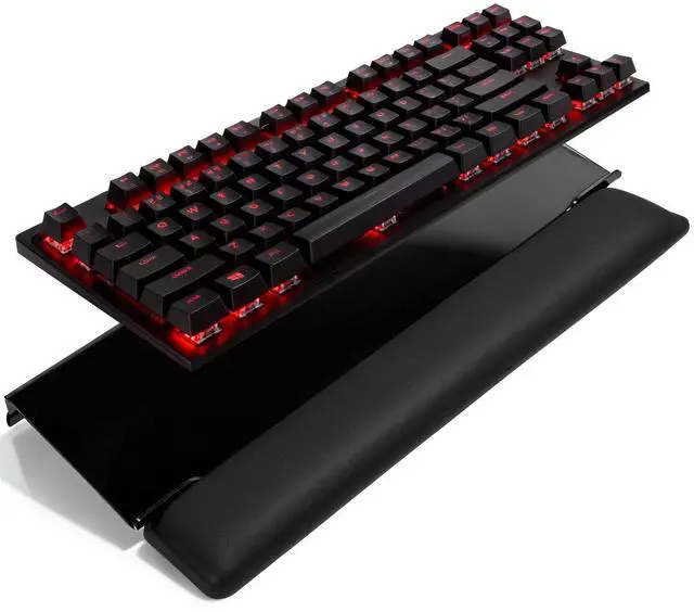 Main image of Computer Keyboard Wrist Rest Stand for Desktop Space-Saving Keyboard Riser with Silicone Wrist Rest for Office Desk, Home, School, Easy Typing, 3-Level Height Adjustment, Black