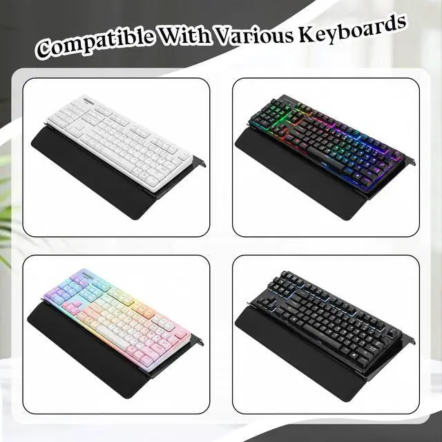 Alt view image 5 of 7 - Computer Keyboard Wrist Rest Stand for Desktop Space-Saving Keyboard Riser with Silicone Wrist Rest for Office Desk, Home, School, Easy Typing, 3-Level Height Adjustment, Black
