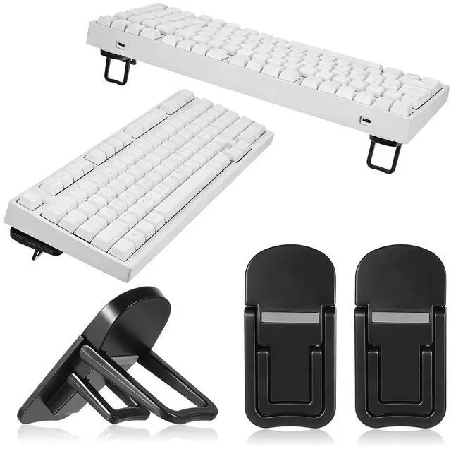 Main image of 2PCS Plastic Portable Keyboard Riser, Mini Foldable Laptop Keyboard Stand with 2 Angle Settings and Self-Adhesive Foldable Feet, Adjustable Notebook Holder for Most Keyboards (Black)