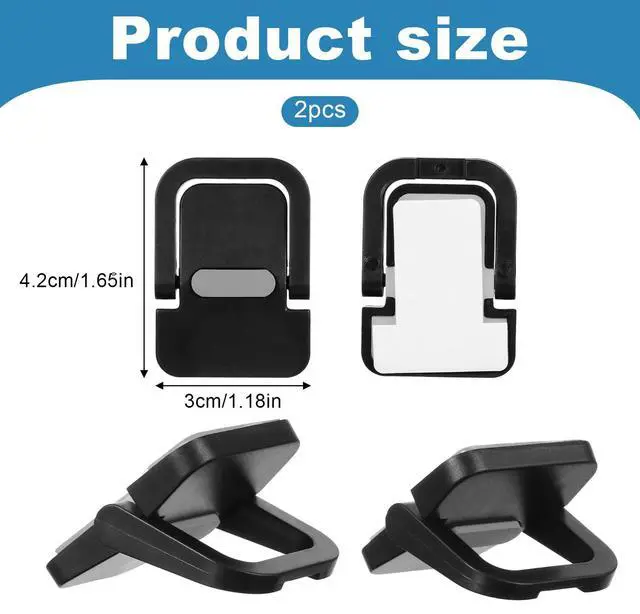 Alt view image 2 of 7 - 2Pcs Keyboard Riser Self-Adhesive Mini Portable Laptop Stand Foldable Portable Computer Self Adhesive Keyboard Riser for Laptop Most Keyboards, Black ABS Adjustable Keyboards Stand for Desktop