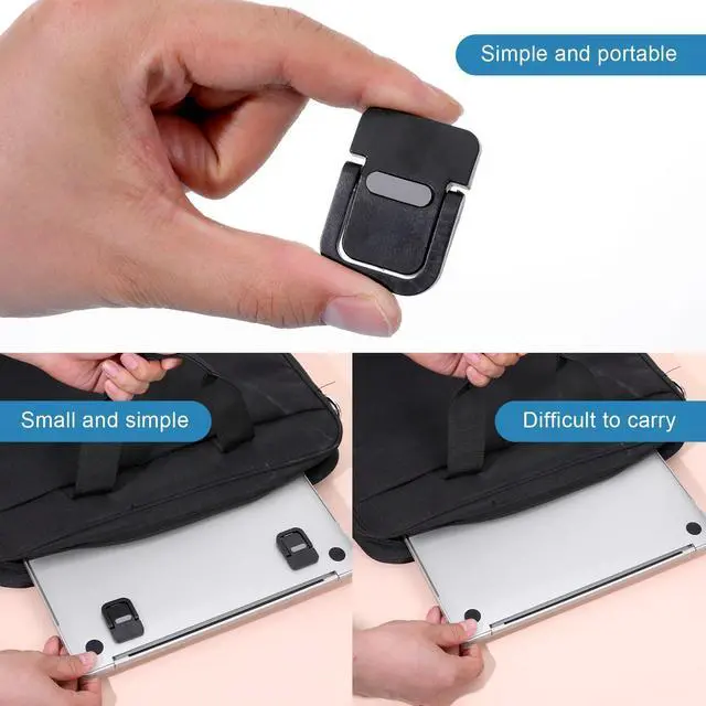 Alt view image 4 of 7 - 2Pcs Keyboard Riser Self-Adhesive Mini Portable Laptop Stand Foldable Portable Computer Self Adhesive Keyboard Riser for Laptop Most Keyboards, Black ABS Adjustable Keyboards Stand for Desktop