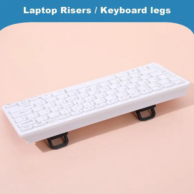 Alt view image 3 of 7 - 2Pcs Keyboard Riser Self-Adhesive Mini Portable Laptop Stand Foldable Portable Computer Self Adhesive Keyboard Riser for Laptop Most Keyboards, Black ABS Adjustable Keyboards Stand for Desktop