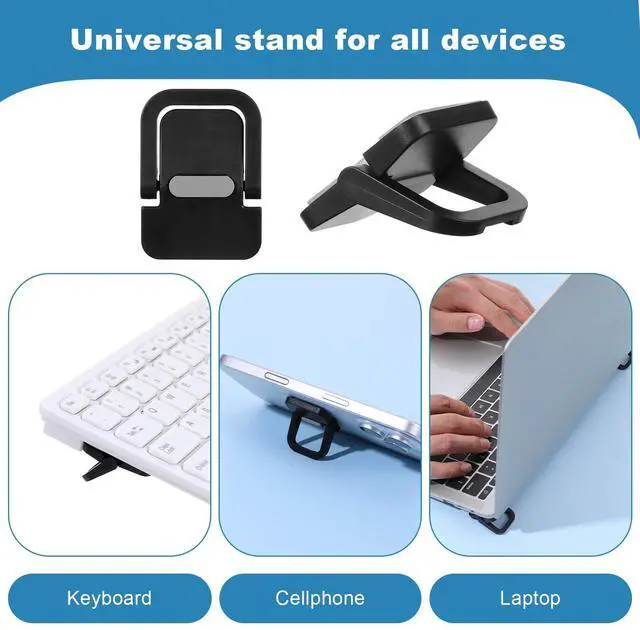 Alt view image 7 of 7 - 2Pcs Keyboard Riser Self-Adhesive Mini Portable Laptop Stand Foldable Portable Computer Self Adhesive Keyboard Riser for Laptop Most Keyboards, Black ABS Adjustable Keyboards Stand for Desktop