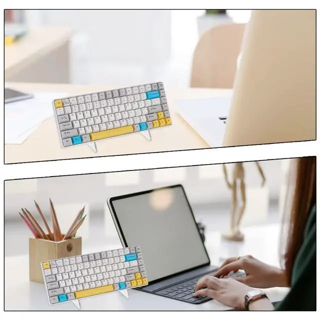 Alt view image 6 of 6 - Keyboard Display Stand Acrylic 1-Tier Keyboard Holder Transparent Acrylic Stand Detachable Keyboard Storage Holder with Platinum Tone Iron Findings for Keyboard Computer Tablet Picture Frame