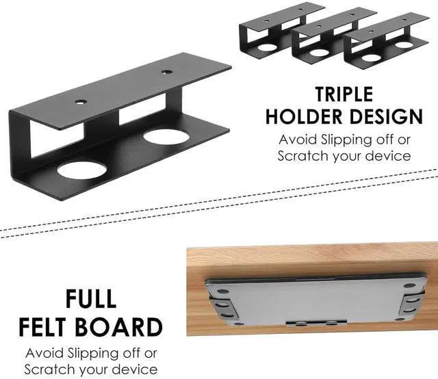 Alt view image 2 of 5 - Under Desk Laptop Mount, Under Desk Keyboard Tray with Anti-Scratch Silicone, for Devices up to 1.2" MacBook, Mini (Black)